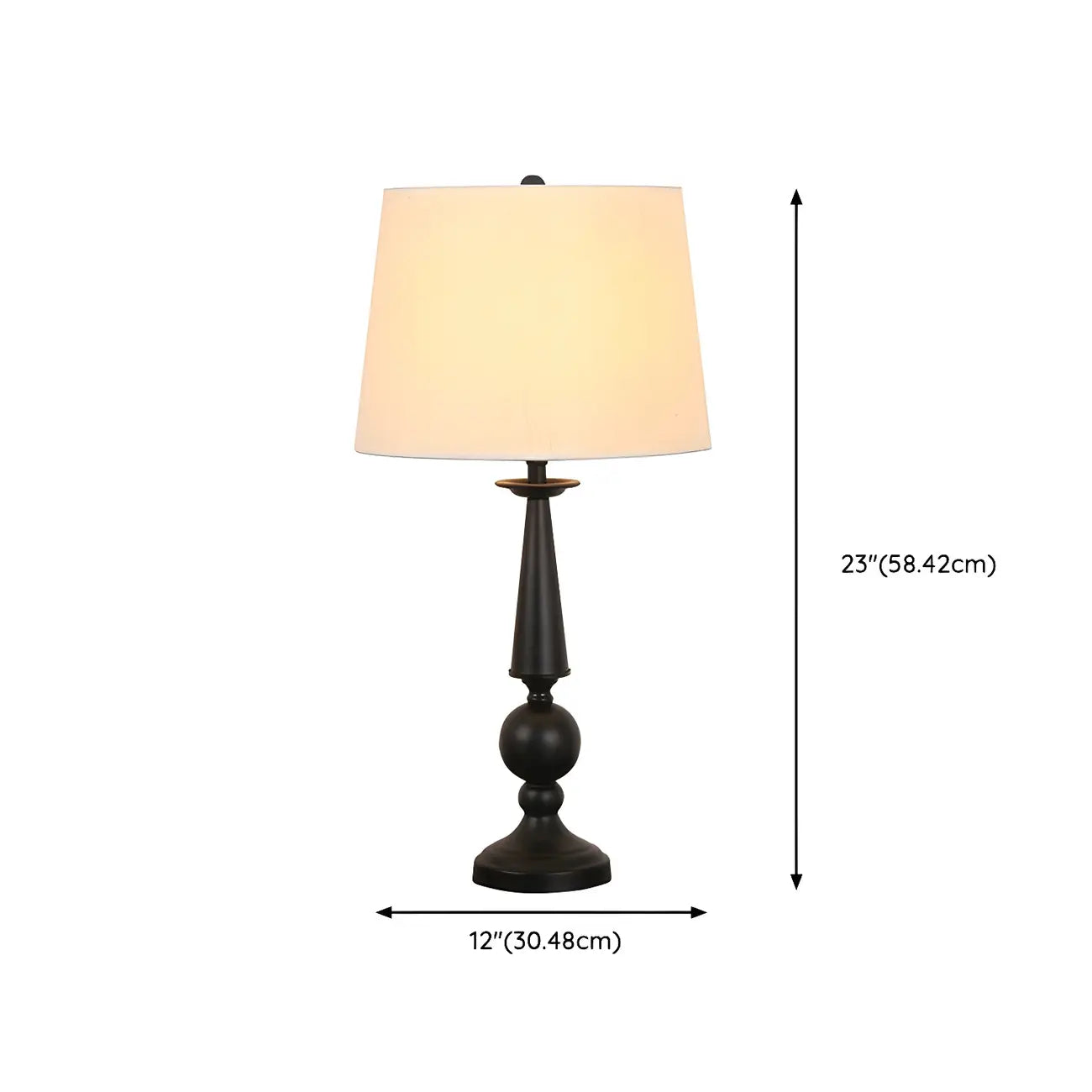 Lampe de table géométrique noire avec abat-jour en tissu pour chambre à coucher