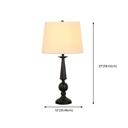 Lampe de table géométrique noire avec abat-jour en tissu pour chambre à coucher