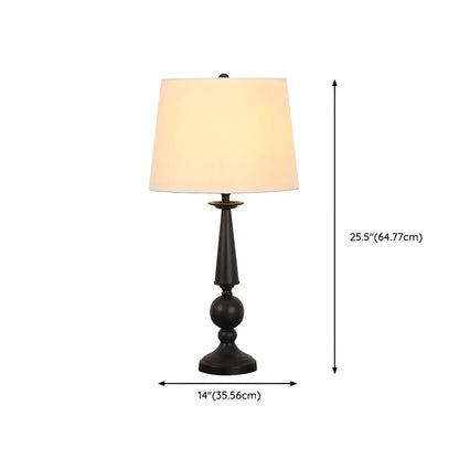 Lampe de table géométrique noire avec abat-jour en tissu pour chambre à coucher