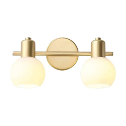 Lampe de coiffeuse moderne en verre globe doré à 3 têtes, à intensité variable