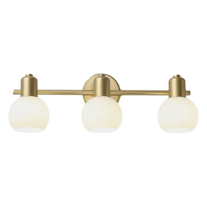 Lampe de coiffeuse moderne en verre globe doré à 3 têtes, à intensité variable