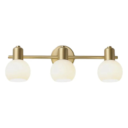 Lampe de coiffeuse moderne en verre globe doré à 3 têtes, à intensité variable