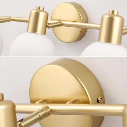 Lampe de coiffeuse moderne en verre globe doré à 3 têtes, à intensité variable