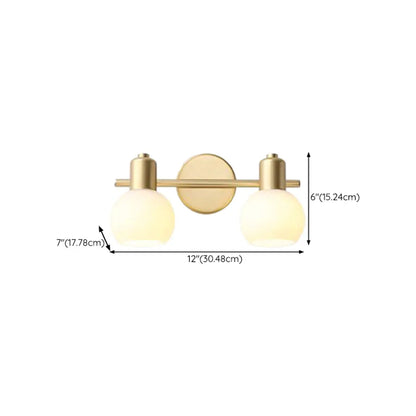 Lampe de coiffeuse moderne en verre globe doré à 3 têtes, à intensité variable