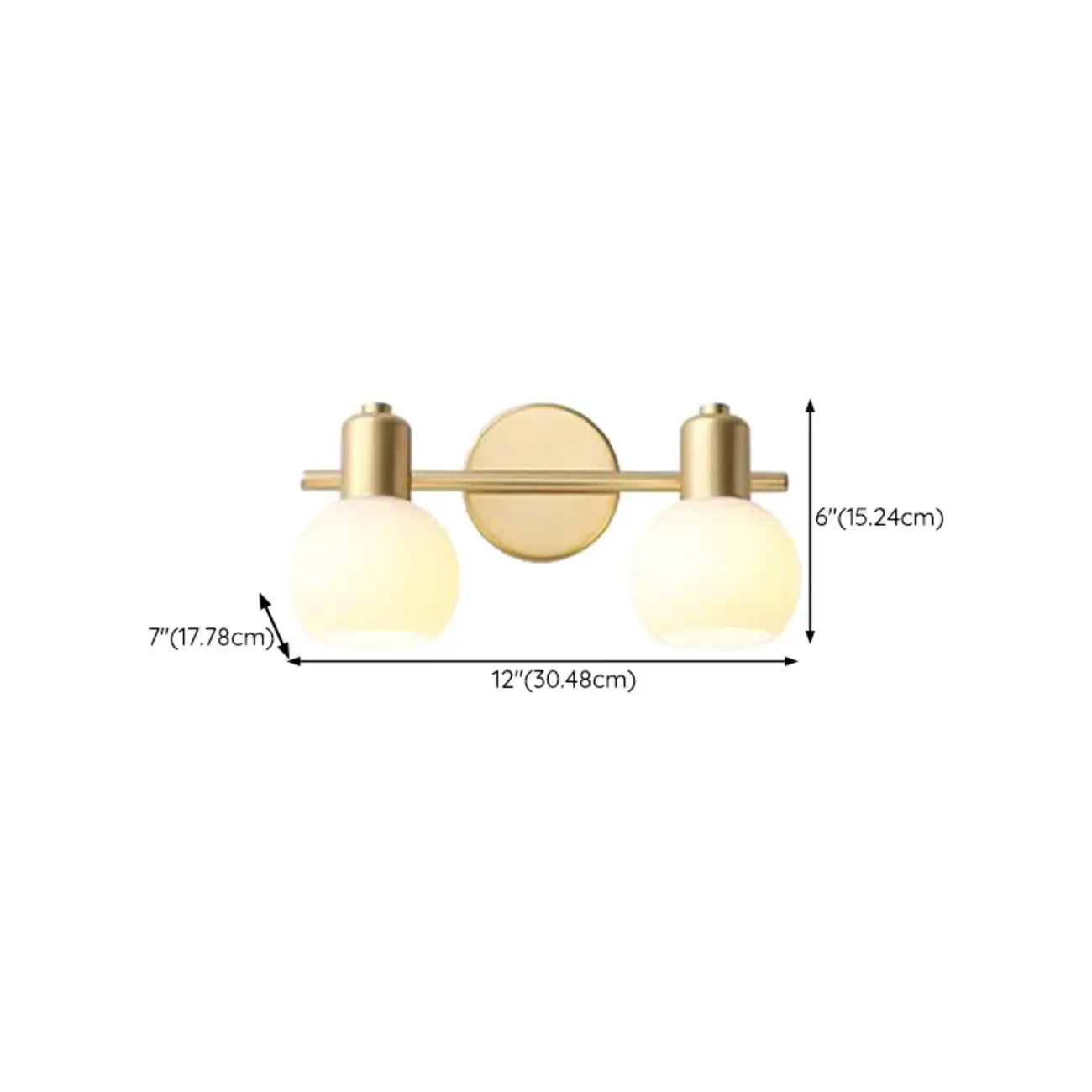 Lampe de coiffeuse moderne en verre globe doré à 3 têtes, à intensité variable