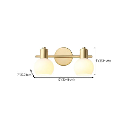 Lampe de coiffeuse moderne en verre globe doré à 3 têtes, à intensité variable