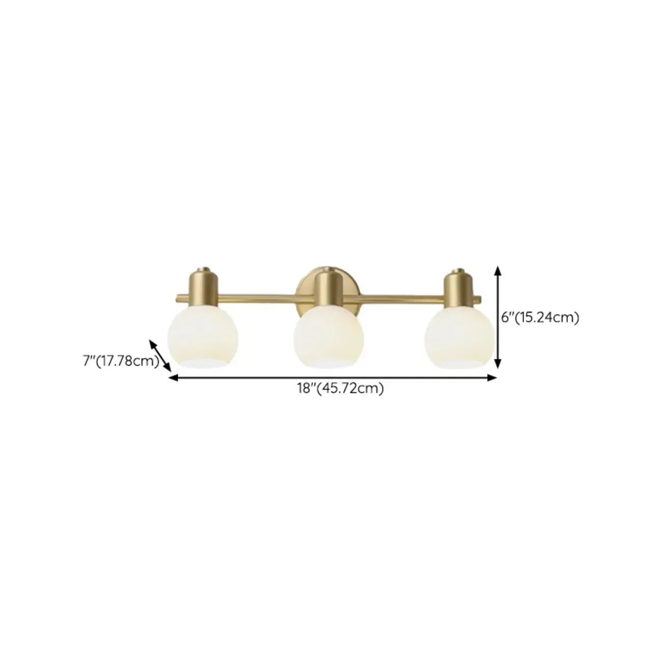 Lampe de coiffeuse moderne en verre globe doré à 3 têtes, à intensité variable