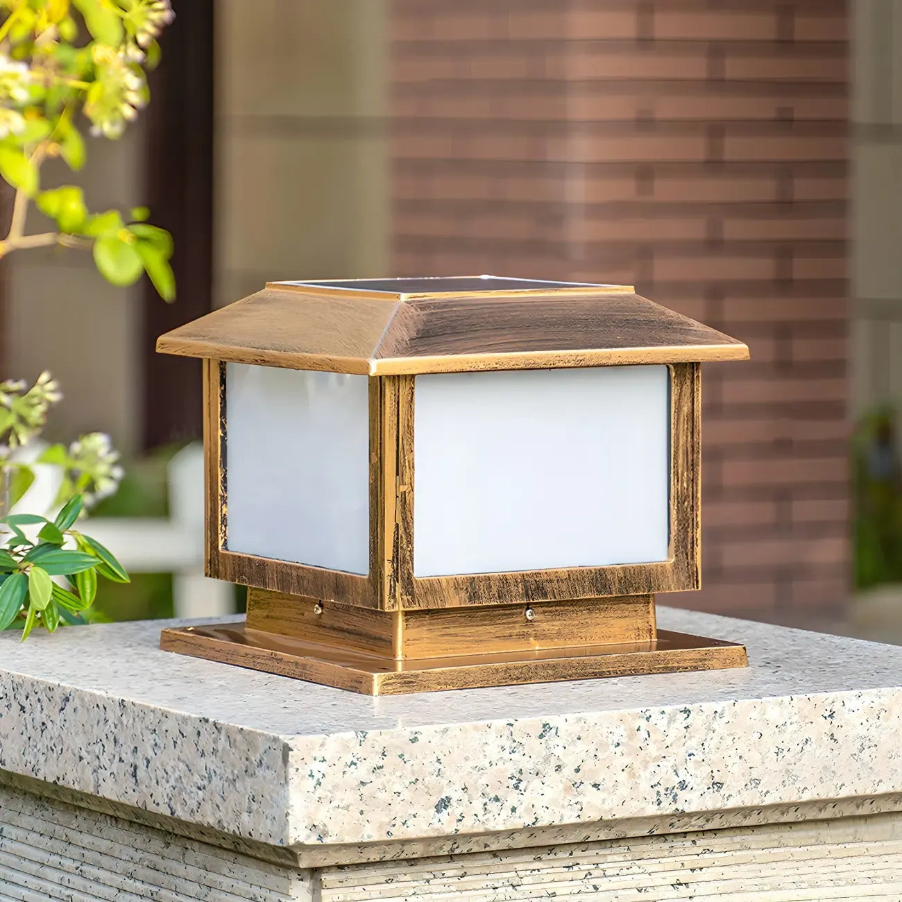 Lampe de table d'extérieur vintage carrée pour jardin