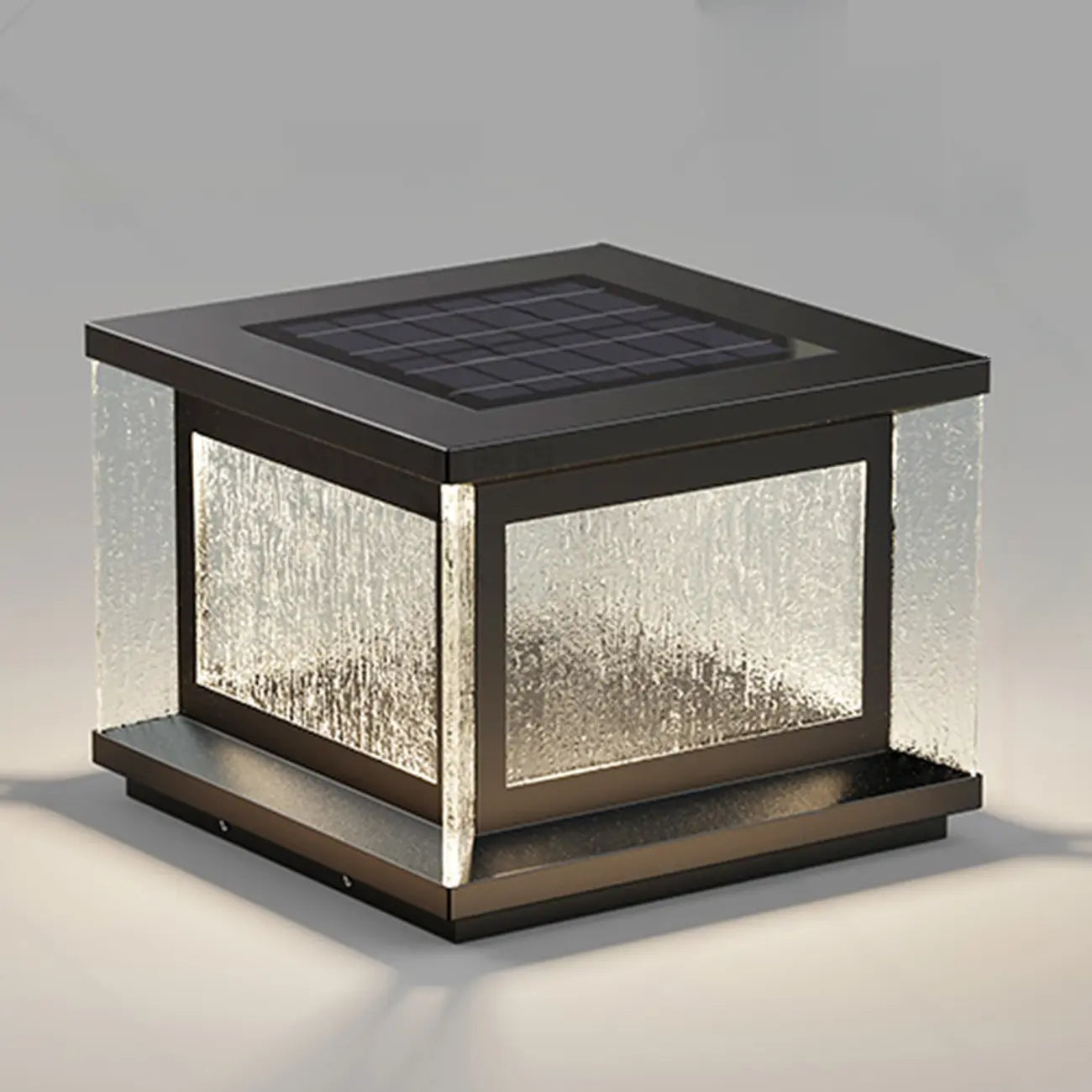 Lampadaires solaires rectangulaires en métal noir pour extérieur