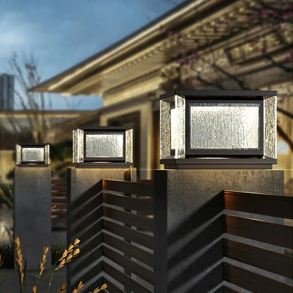 Lampadaires solaires rectangulaires en métal noir pour extérieur