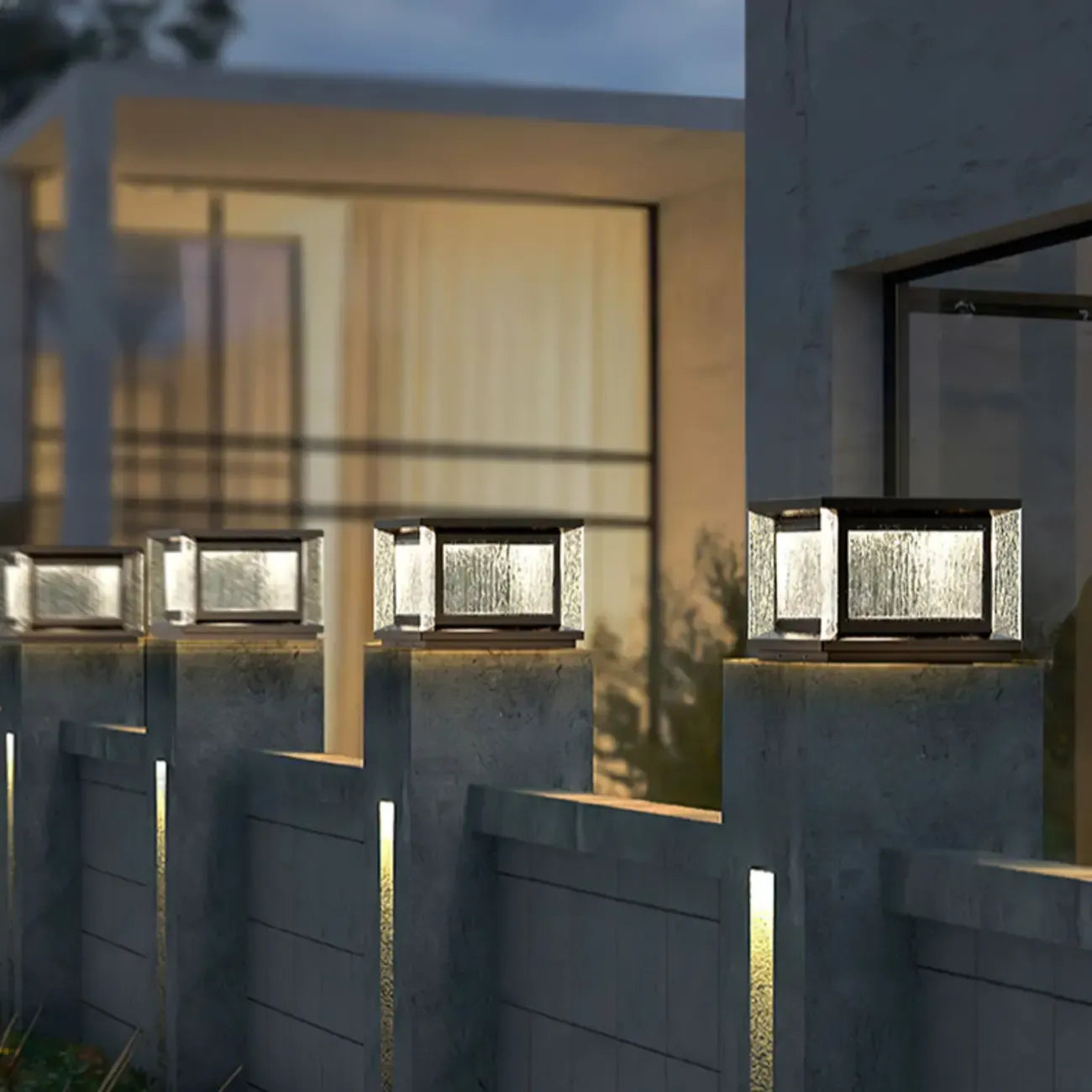 Lampadaires solaires rectangulaires en métal noir pour extérieur