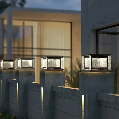 Lampadaires solaires rectangulaires en métal noir pour extérieur