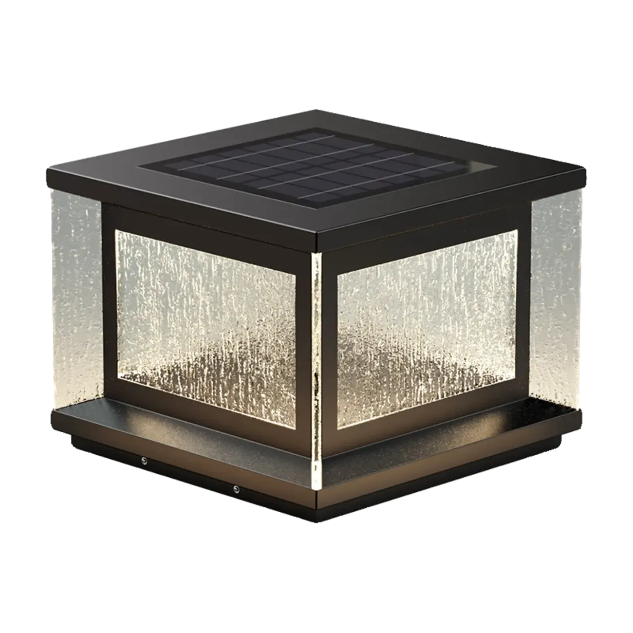 Lampadaires solaires rectangulaires en métal noir pour extérieur