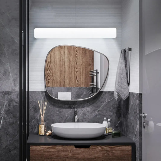 Applique murale LED rectangulaire minimaliste en plastique blanc pour salle de bain