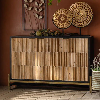 Meuble industriel en bois autoportant pour salon