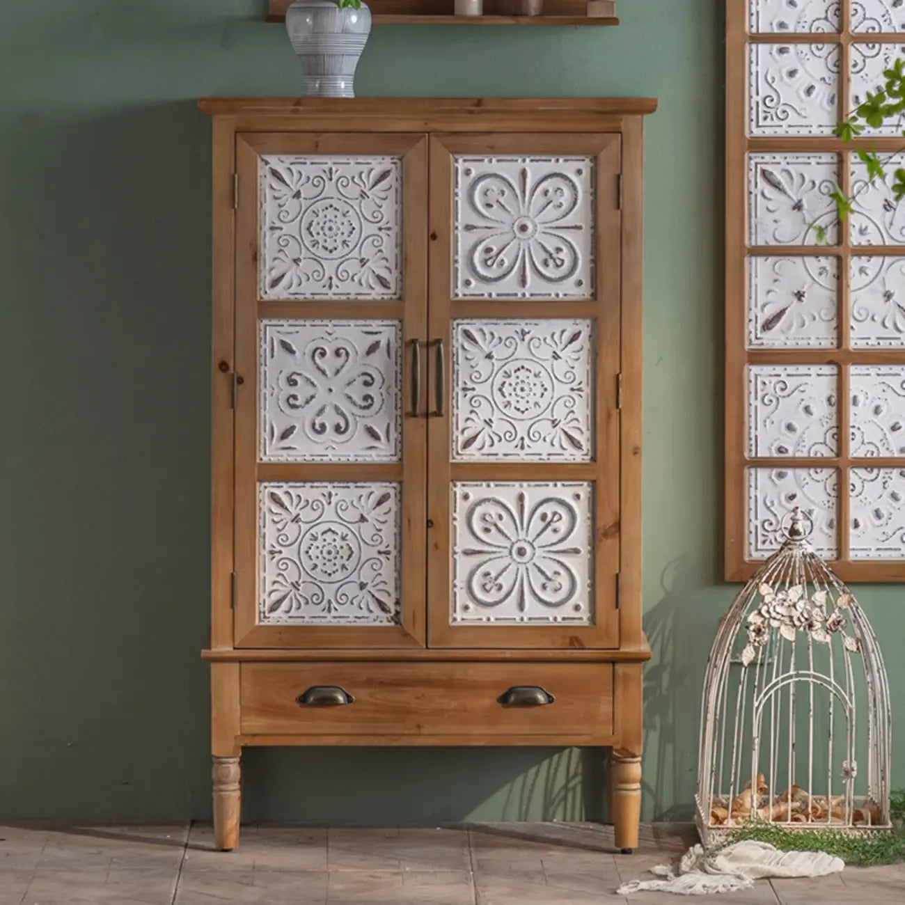 Commode d'appoint rustique pour usage intérieur avec plusieurs tiroirs