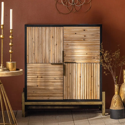 Meuble industriel en bois autoportant pour salon