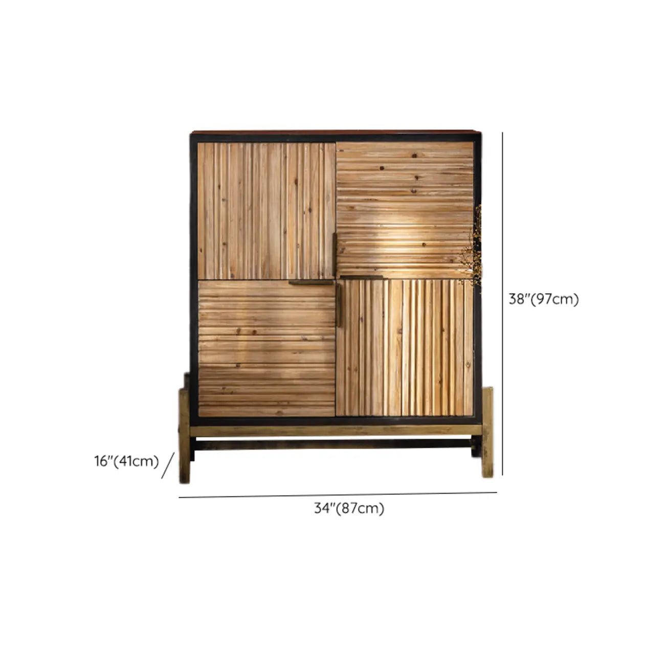 Meuble industriel en bois autoportant pour salon