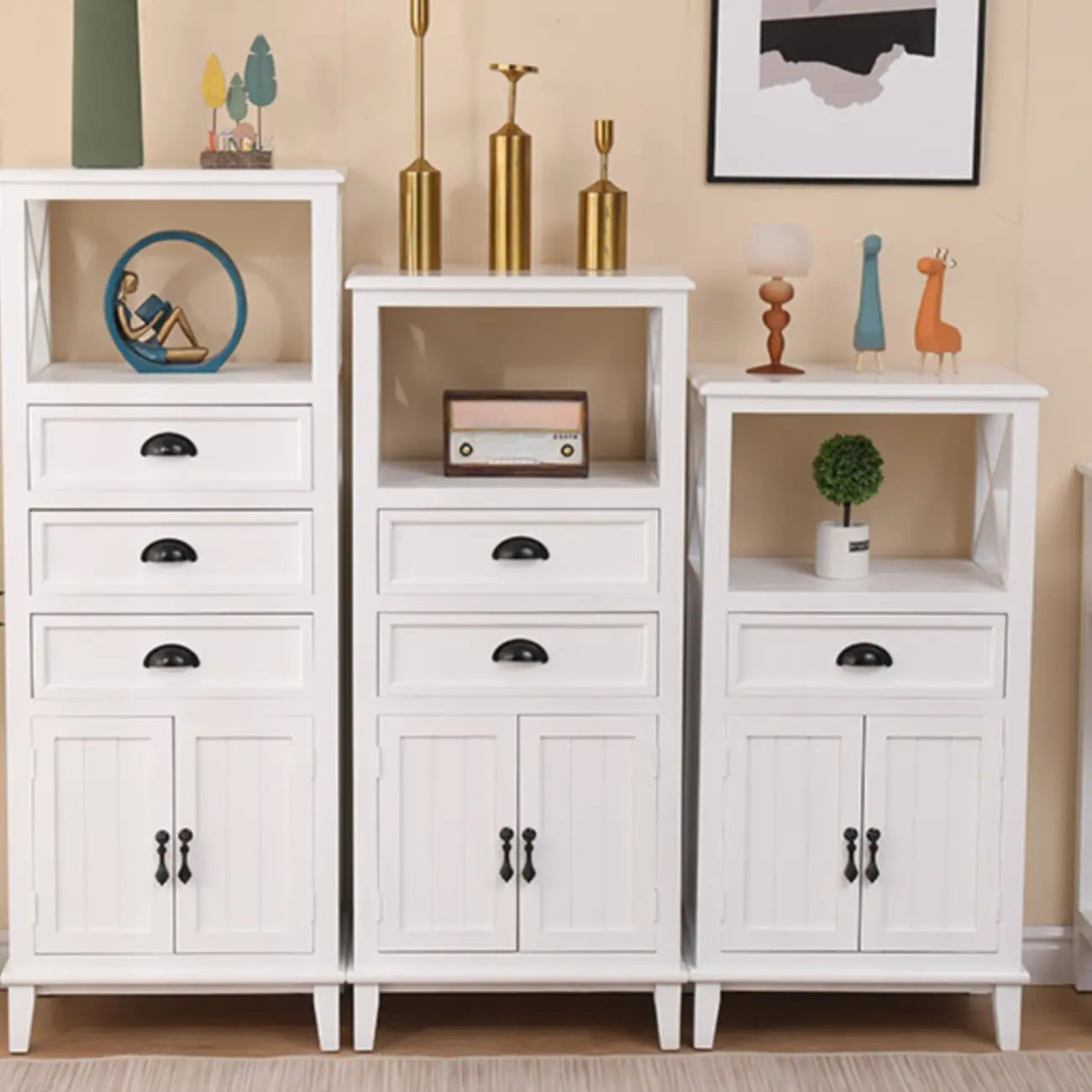 Meuble d'appoint rectangulaire moderne avec étagère extérieure