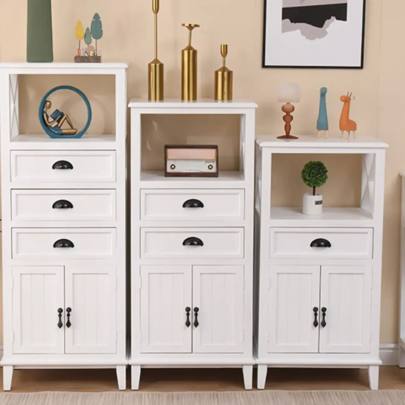 Meuble d'appoint rectangulaire moderne avec étagère extérieure