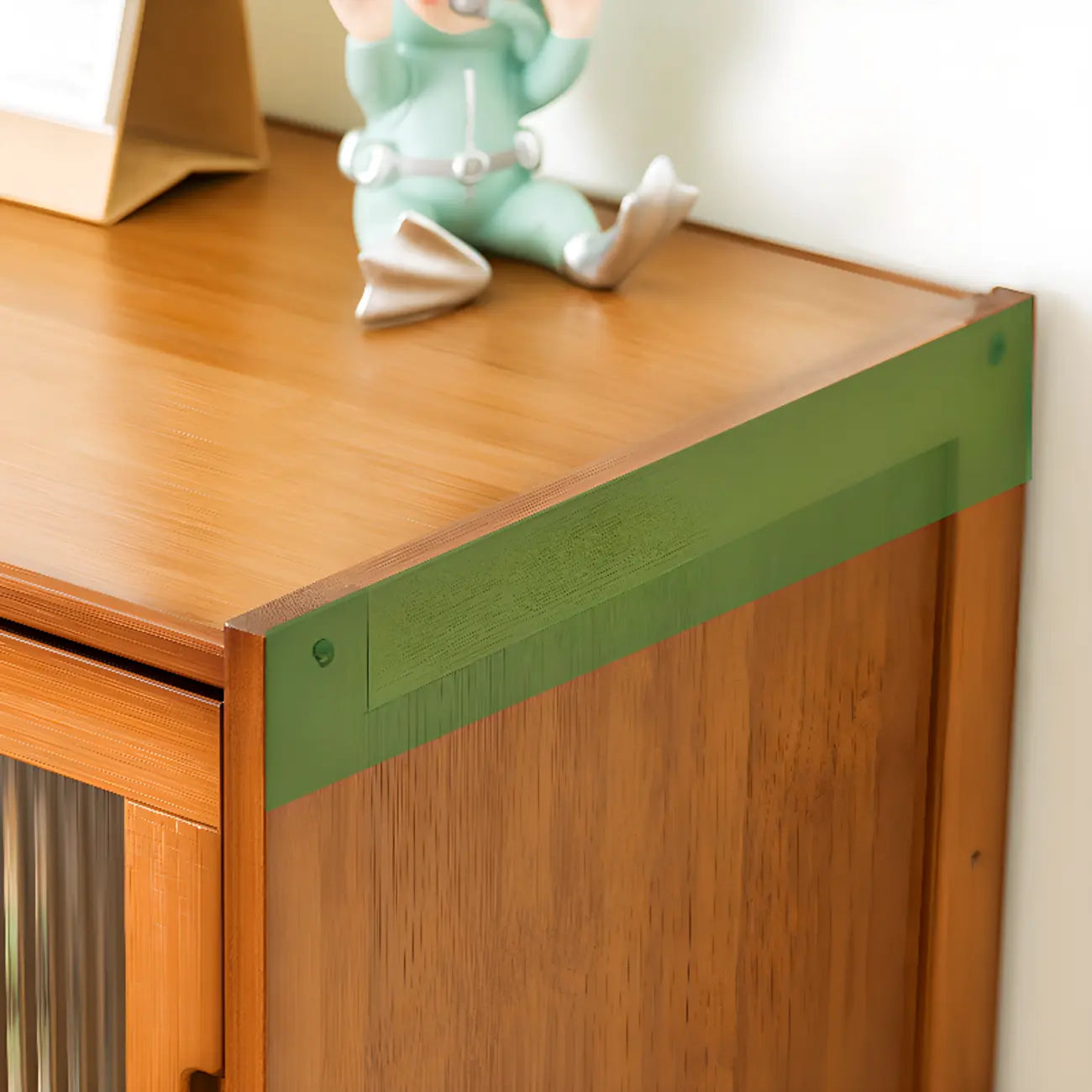 Armoires de rangement rectangulaires en bois massif marron avec portes transparentes