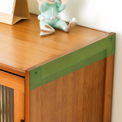 Armoires de rangement rectangulaires en bois massif marron avec portes transparentes