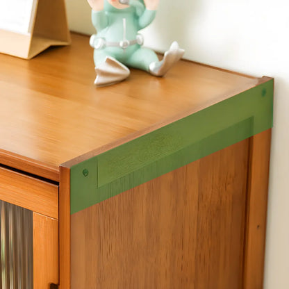 Armoires de rangement rectangulaires en bois massif marron avec portes transparentes