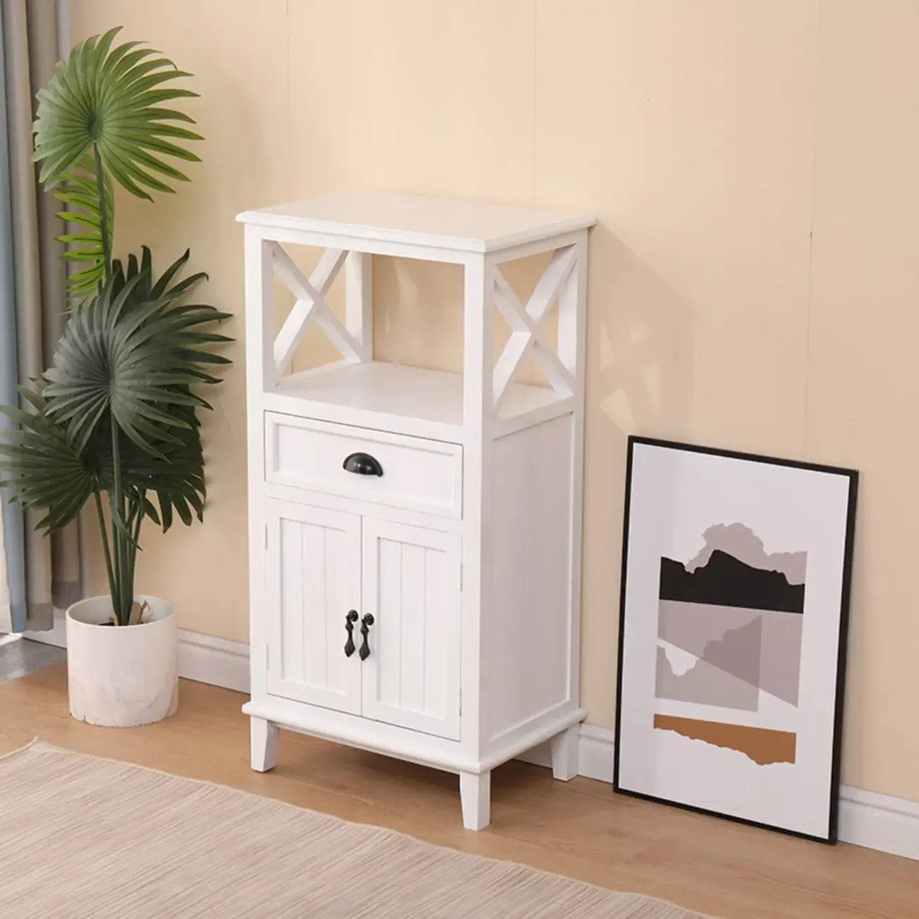 Meuble d'appoint rectangulaire moderne avec étagère extérieure