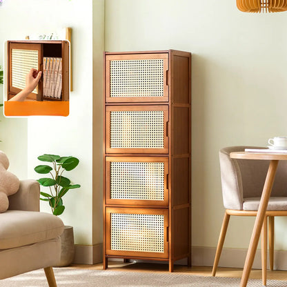 Armoires de rangement rectangulaires en bois massif marron avec portes transparentes