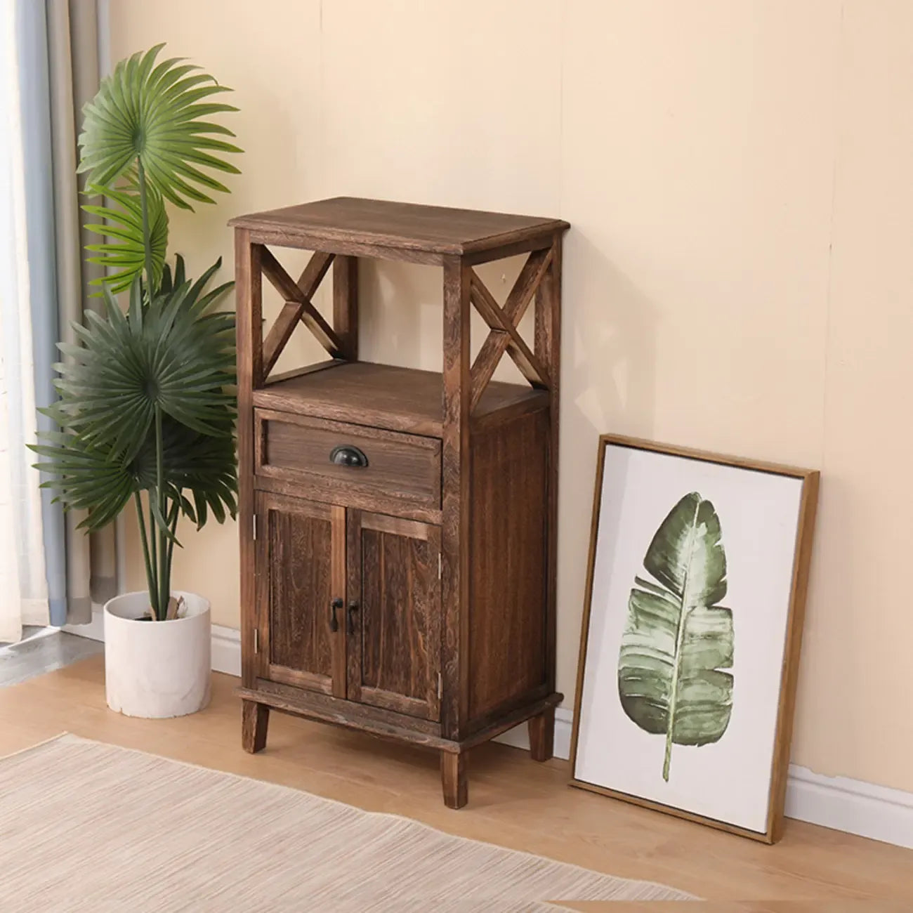 Meuble d'appoint rectangulaire moderne avec étagère extérieure