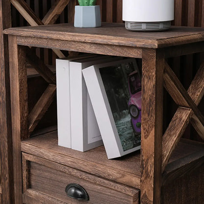 Meuble d'appoint rectangulaire moderne avec étagère extérieure