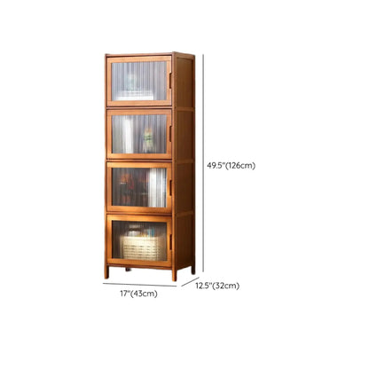 Armoires de rangement rectangulaires en bois massif marron avec portes transparentes