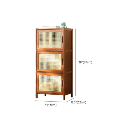 Armoires de rangement rectangulaires en bois massif marron avec portes transparentes