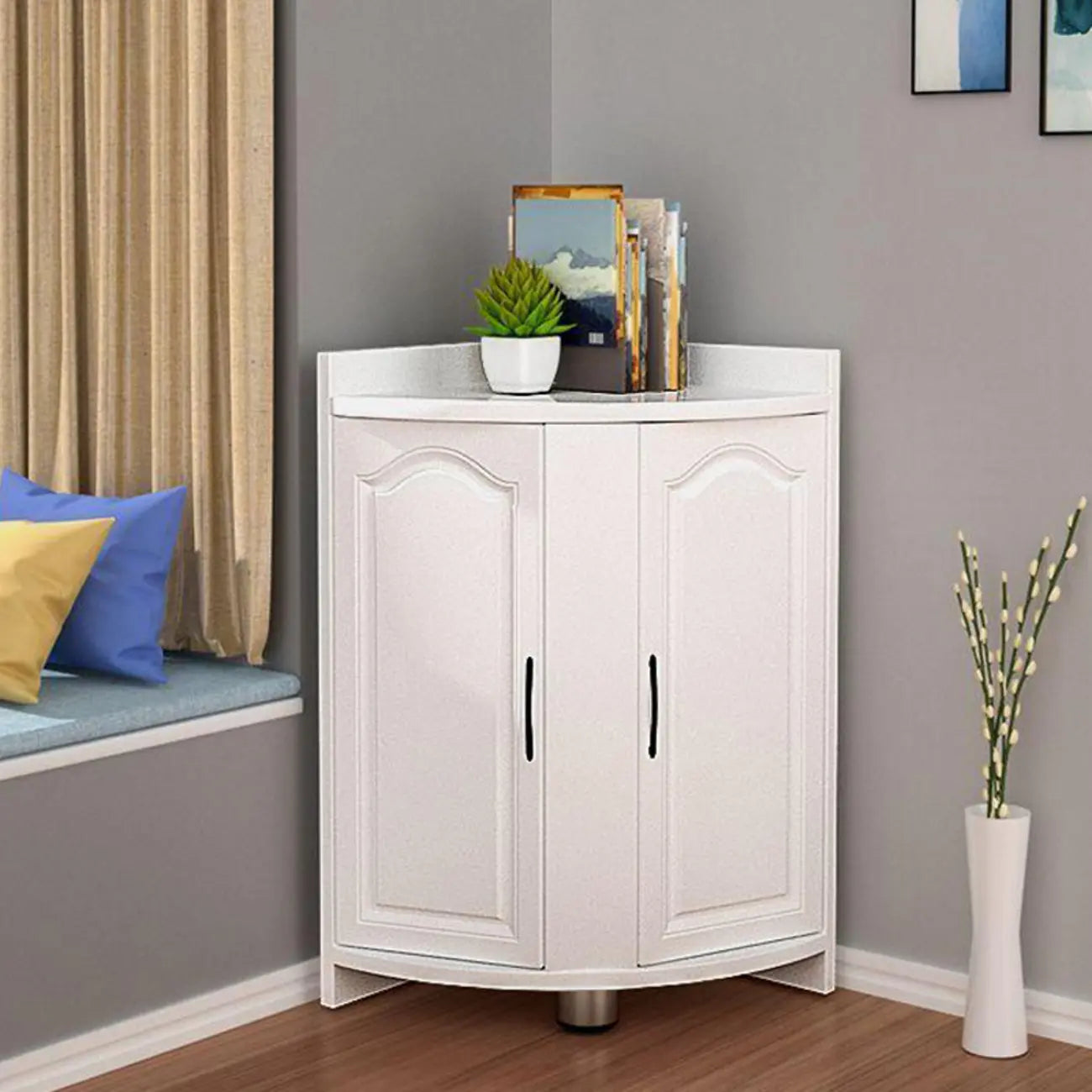 Armoire de rangement d'angle classique en bois recyclé