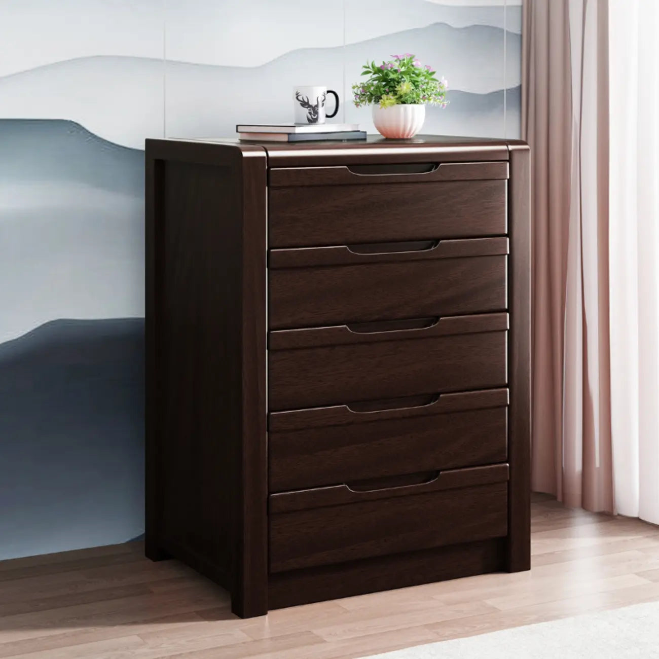 Meuble indépendant en bois massif brun de style milieu du siècle avec tiroirs