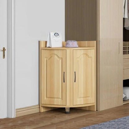 Armoire de rangement d'angle classique en bois recyclé