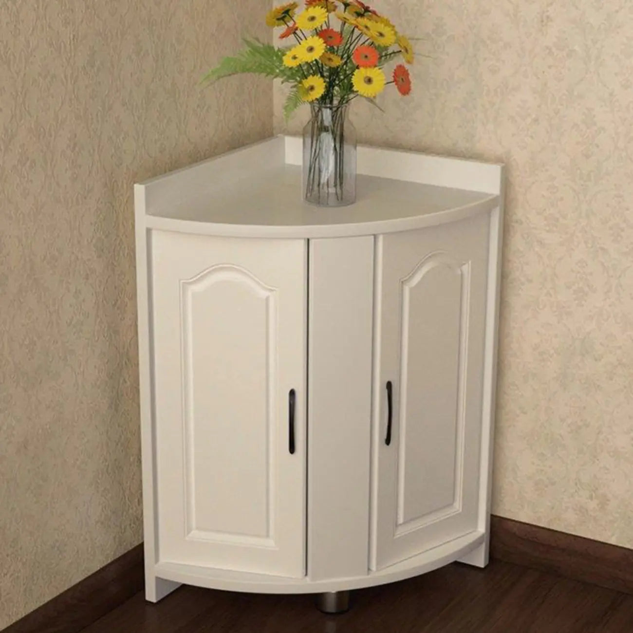 Armoire de rangement d'angle classique en bois recyclé