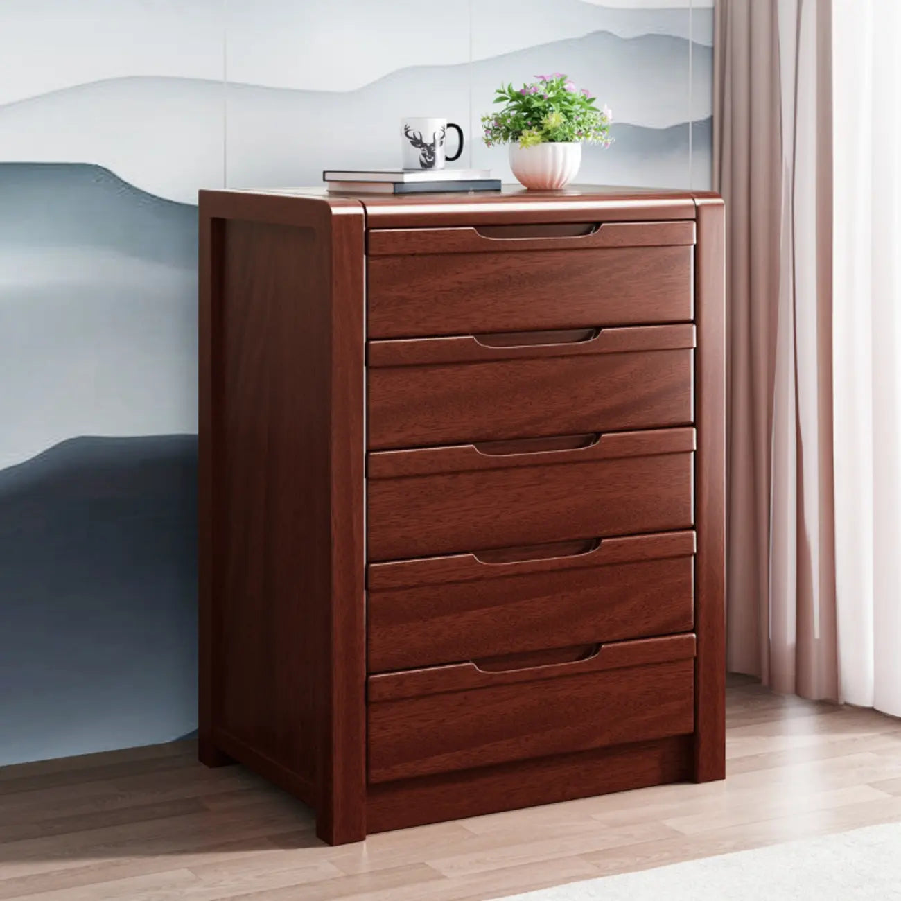 Meuble indépendant en bois massif brun de style milieu du siècle avec tiroirs