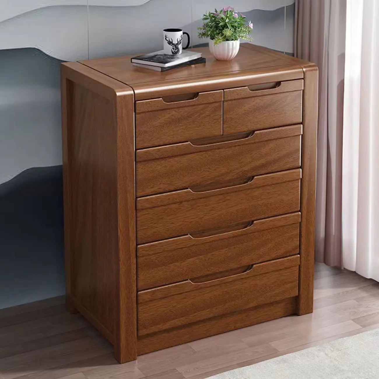 Meuble indépendant en bois massif brun de style milieu du siècle avec tiroirs