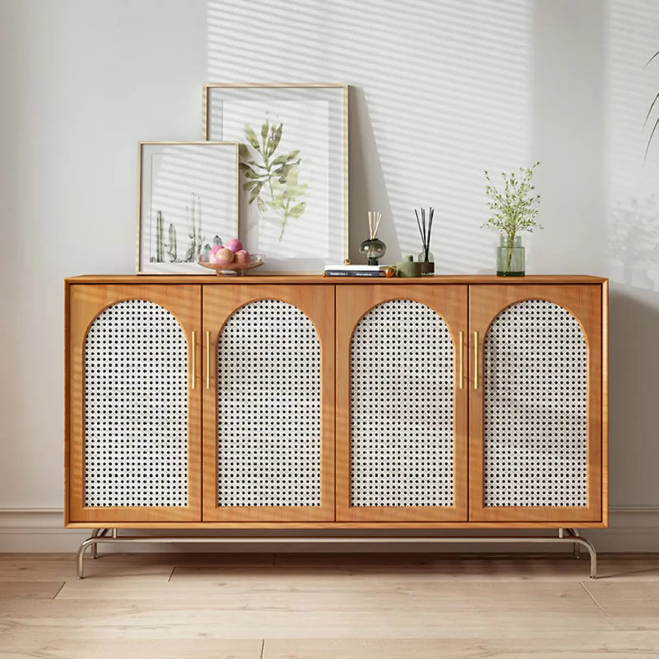 Meuble d'appoint rectangulaire en bois de pin tropical