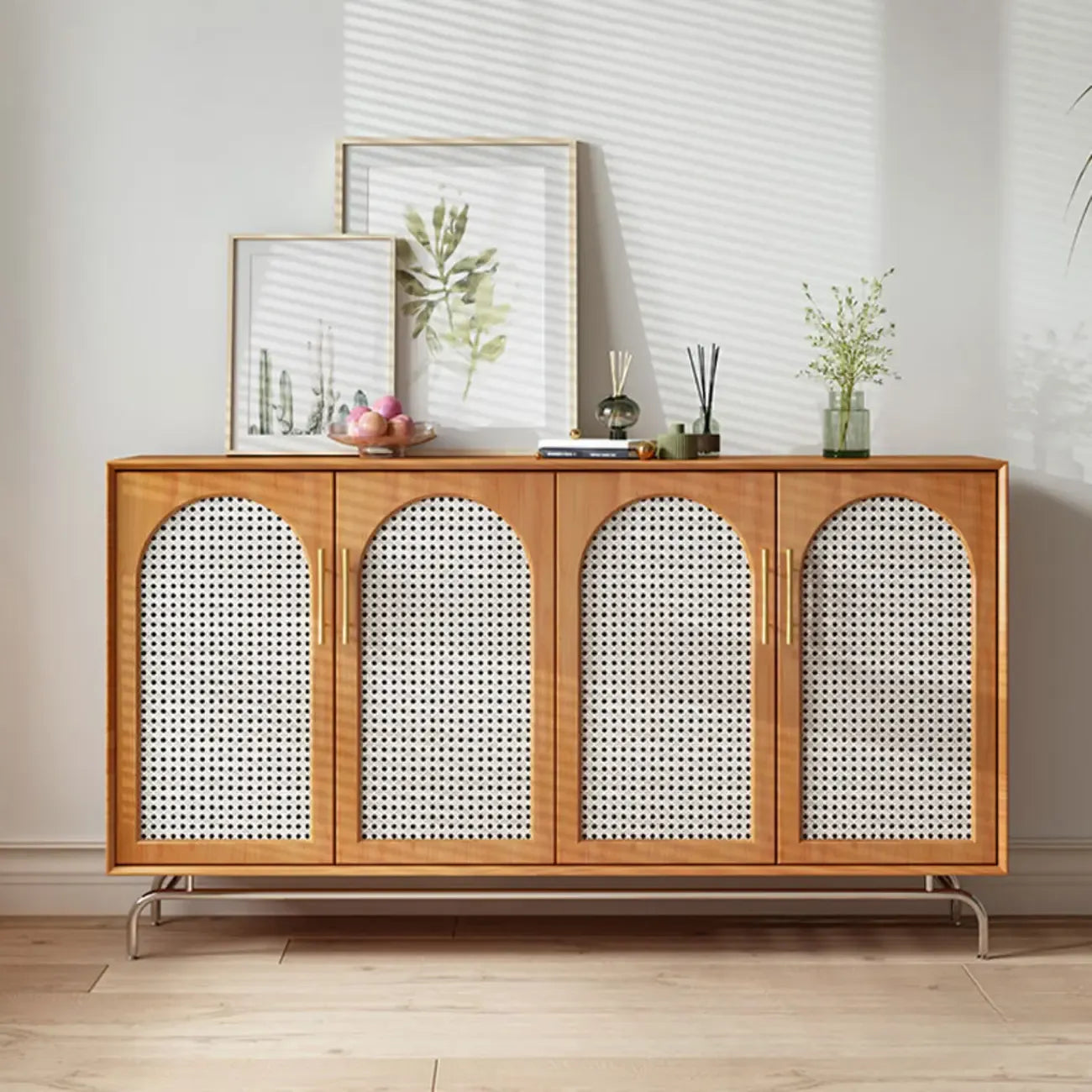 Meuble d'appoint rectangulaire en bois de pin tropical