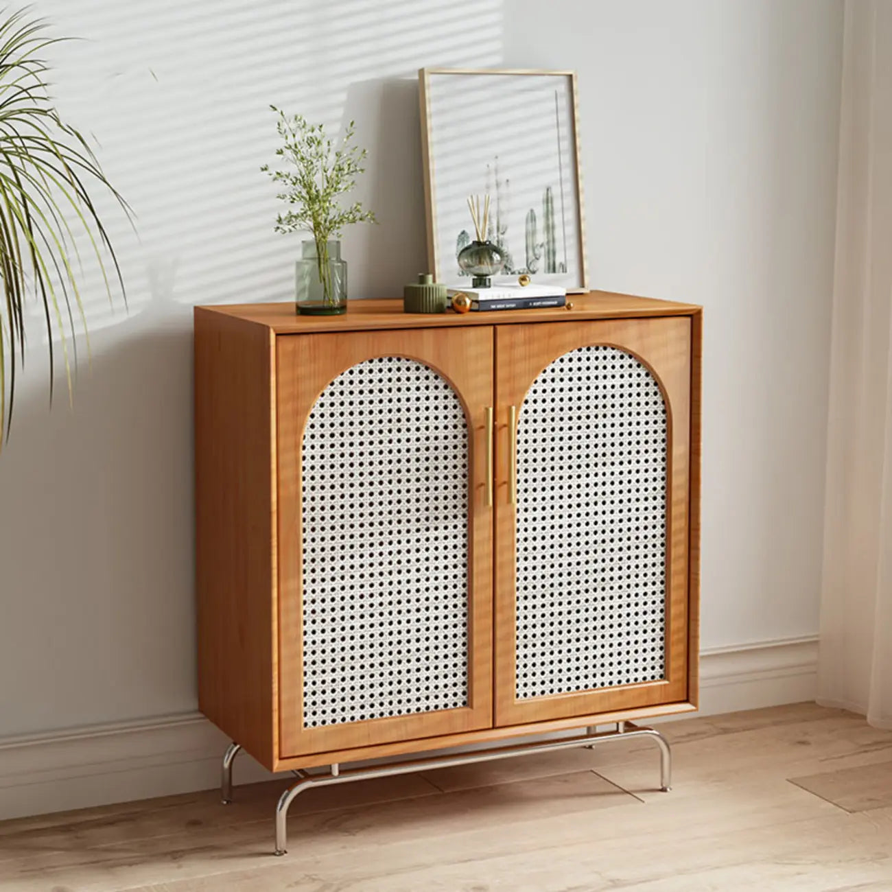 Meuble d'appoint rectangulaire en bois de pin tropical