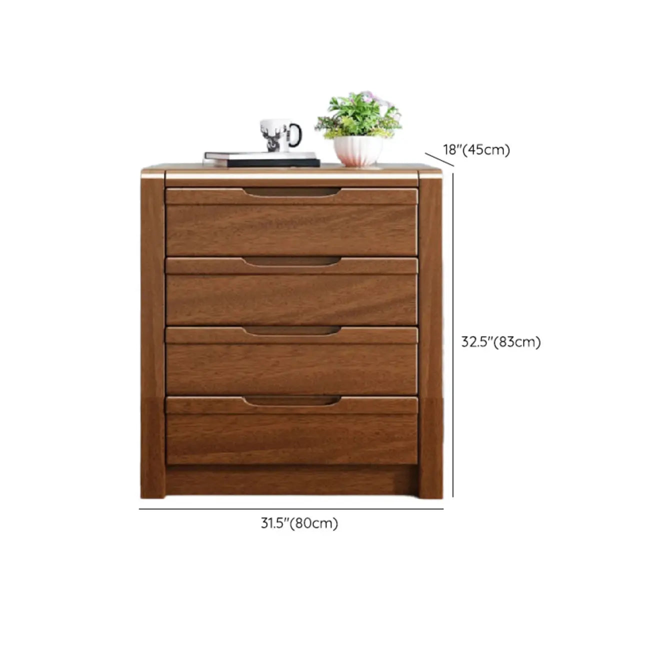 Meuble indépendant en bois massif brun de style milieu du siècle avec tiroirs