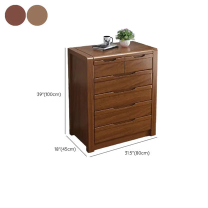 Meuble indépendant en bois massif brun de style milieu du siècle avec tiroirs