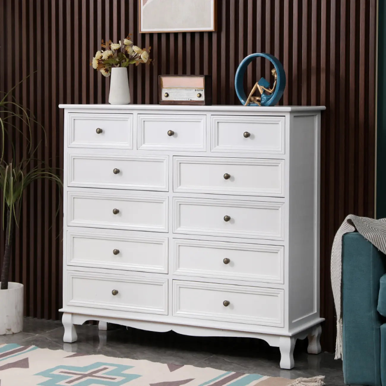 Meuble d'appoint rustique en bois brun pour le rangement du salon