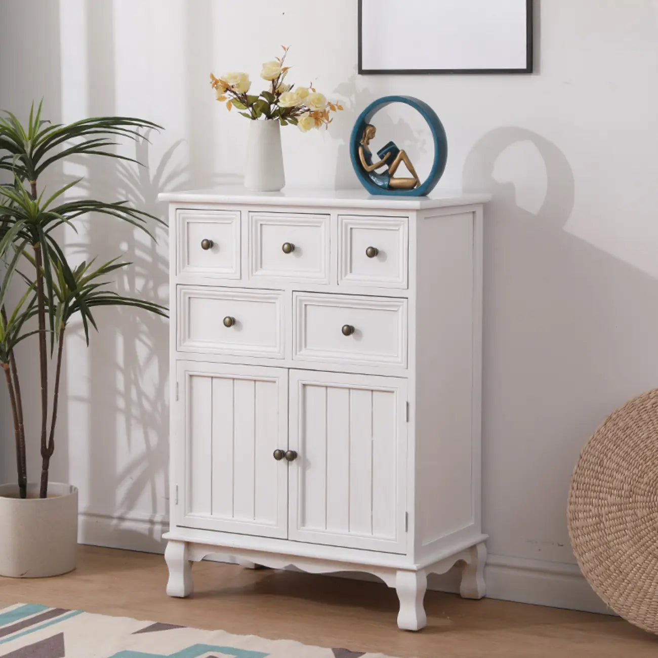 Meuble d'appoint rustique en bois brun pour le rangement du salon