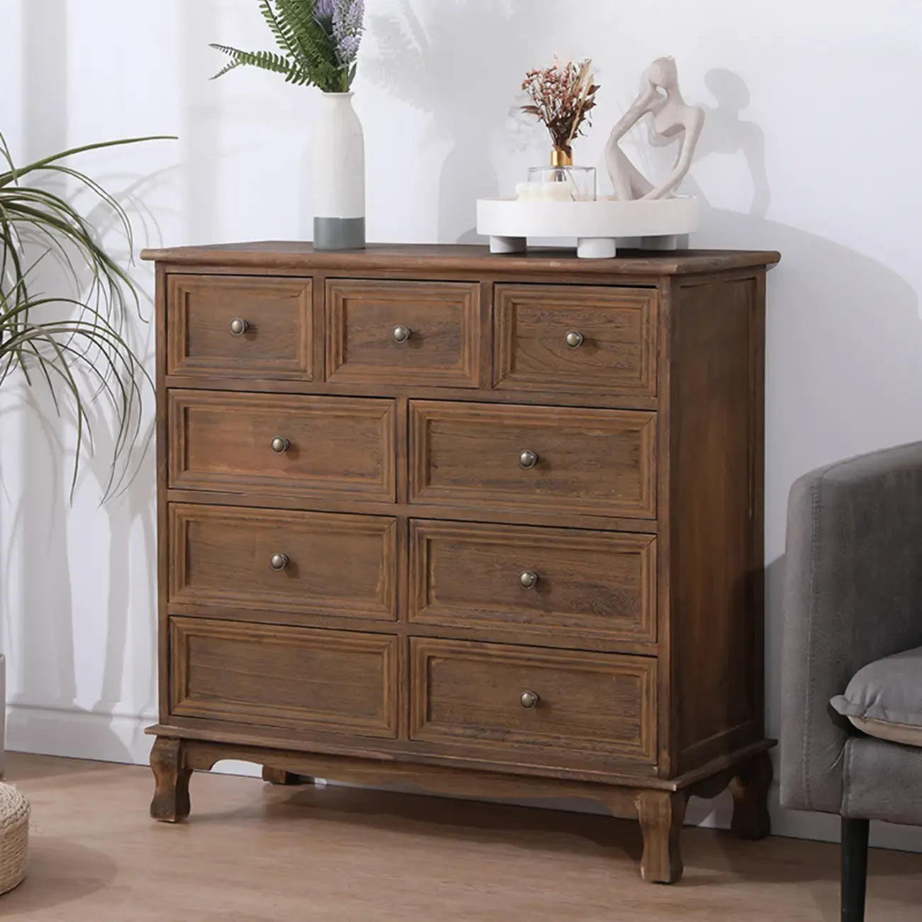 Meuble d'appoint rustique en bois brun pour le rangement du salon