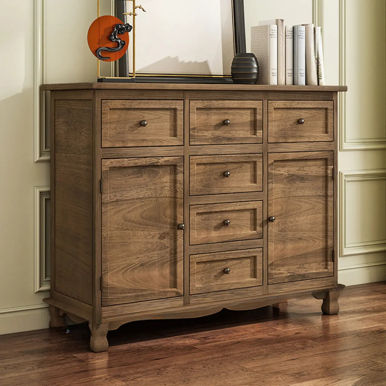 Meuble d'appoint rustique en bois brun pour le rangement du salon