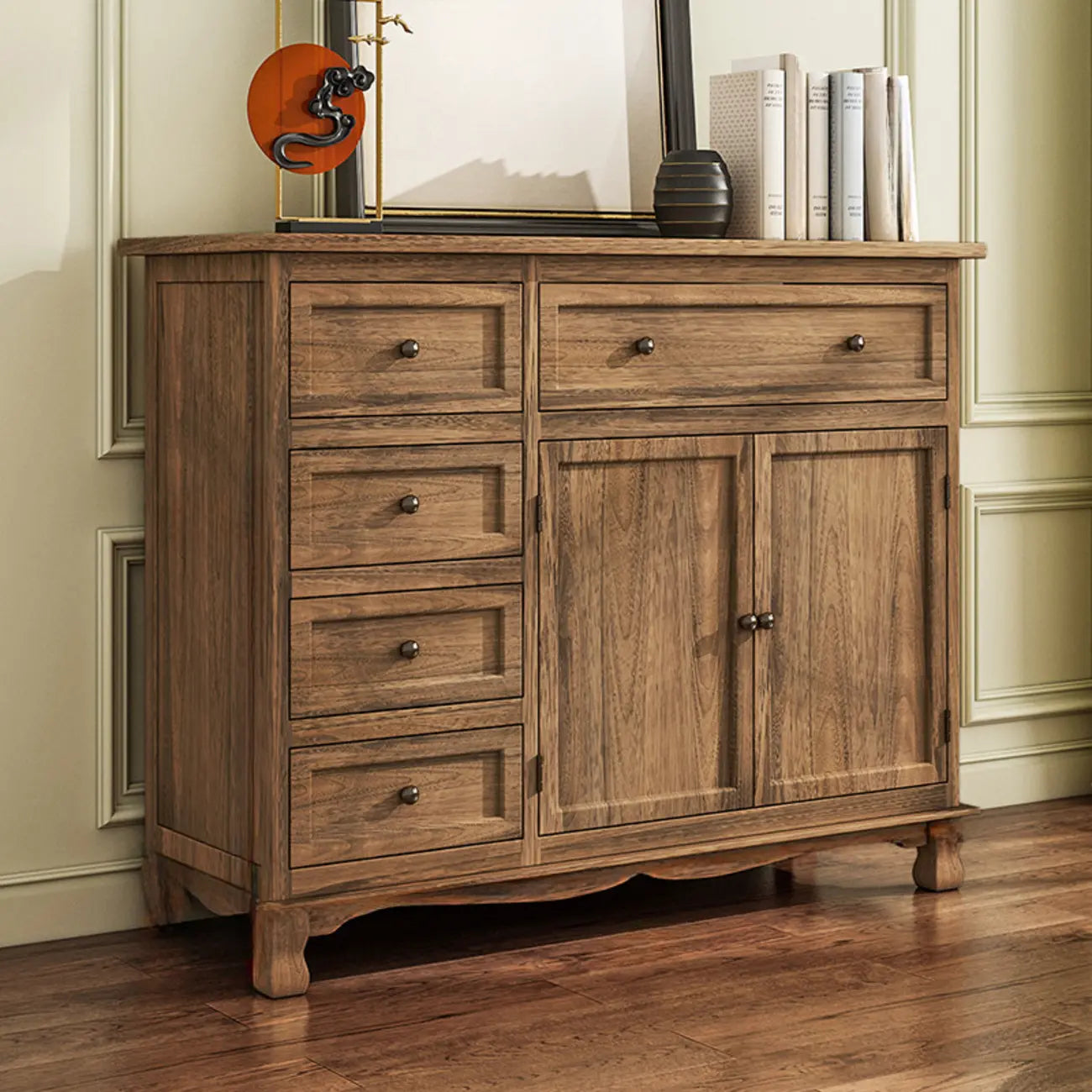 Meuble d'appoint rustique en bois brun pour le rangement du salon