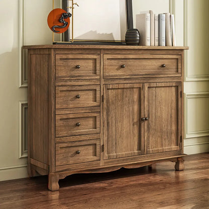 Meuble d'appoint rustique en bois brun pour le rangement du salon